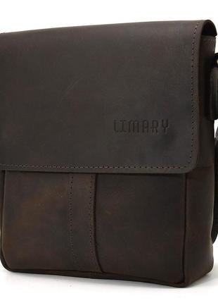 Небольшая мужская сумка через плечо кожаная limary lim-354rc1 фото