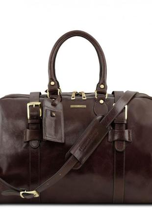 Дорожня шкіряна сумка з пряжками — малий розмір tuscany tl141249 voyager (темно-коричневий)