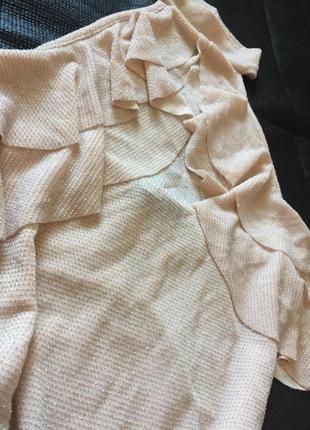 Топ пудровый с блеском, боди топ, рюши, воланы, чокер, американская пройма