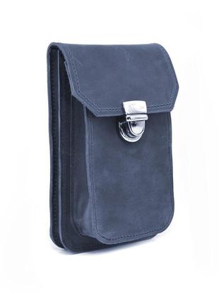 Шкіряна сумка чохол на пояс темно-синя tarwa rk-2091-3md