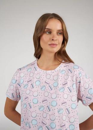 Женская ночная сорочка с коротким рукавом "macaroons" (арт. ldk 129/08/01)2 фото
