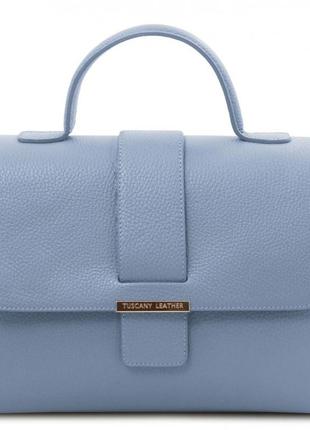 Кожаная сумка женская (италия) tuscany tl142156 (светло-голубой)
