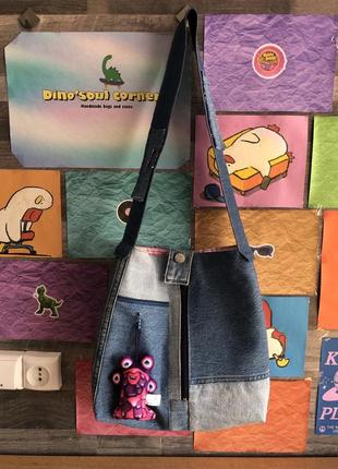 Оригінальна джинсова торбинка ,сумочка через плече із клаптиків