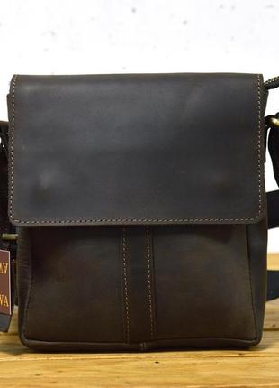 Кожаная сумка через плечо с клапаном коричневая tarwa rc-4126-4sa