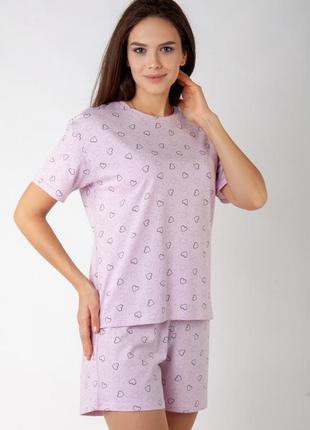 Легкая удобная пижама для женщин, хлопковая летняя пижама, комплект домашний женский хлопковый шорты и футболка7 фото