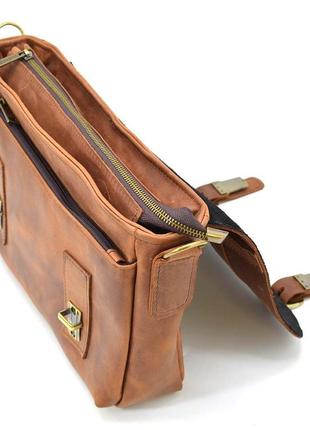 Мужская сумка-портфель на плечо с ручкой tarwa rb-6008-3md коньячная9 фото