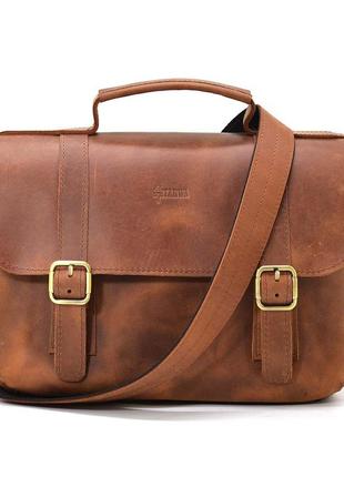Мужская сумка-портфель на плечо с ручкой tarwa rb-6008-3md коньячная1 фото