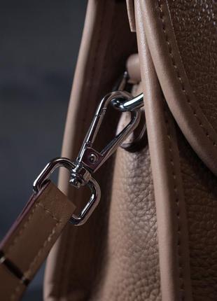 Шкіряна жіноча сумка з напівкруглим клапаном vintage 22257 бежева10 фото
