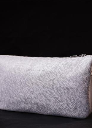 Стильный женский клатч из натуральной кожи grande pelle 11635 белый7 фото