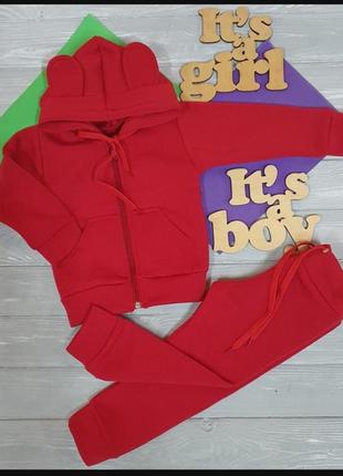 Теплый костюм на флисе с ушками мишка