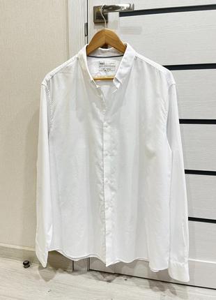 Мужская прямая белая рубашка m&s 2xl