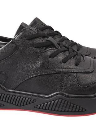 Кеди чоловічі з натуральної шкіри, на низькому ходу, чорні, arees, 43