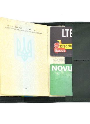 Шкіряна обкладинка на паспорт, військовий квиток tarwa re-passp зелена4 фото