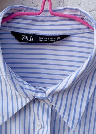 Стильное платье-рубашка миди полоска бренд zara4 фото