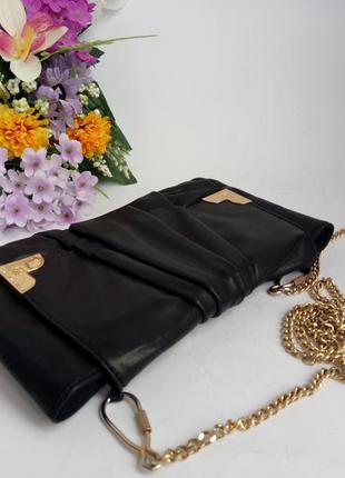 Нарядная кожаная сумка клатч, натуральная кожа, на цепочке,2 фото