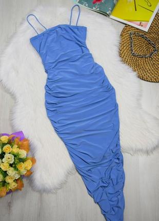 Платье миди голуба с драпировкой платья