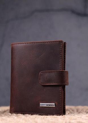 Небольшой мужской кошелек в винтажной коже karya 21387 коричневый8 фото