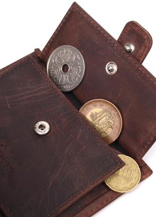 Небольшой мужской кошелек в винтажной коже karya 21387 коричневый7 фото
