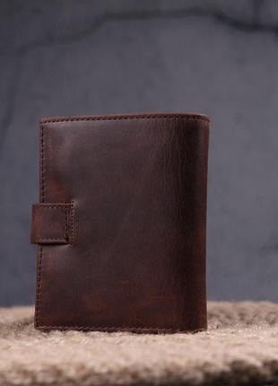 Небольшой мужской кошелек в винтажной коже karya 21387 коричневый9 фото