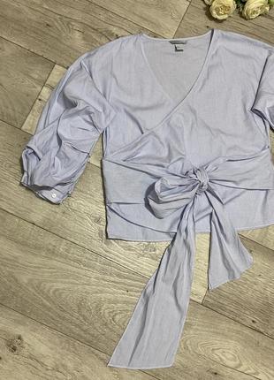 Блуза с запахом в полоску и объемными рукавами h&m, р.36 (s)3 фото