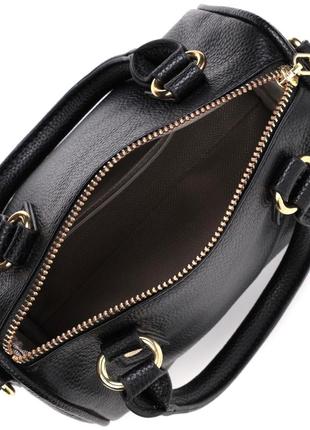 Элегантная женская сумка бочонок с двумя ручками из натуральной кожи vintage 22353 черная4 фото