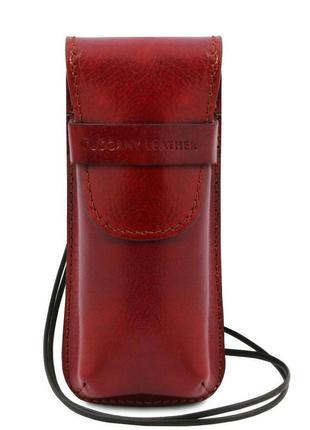Эксклюзивный кожаный футляр для очков tuscany tl141282 (красный)