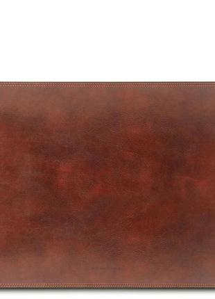 Tl141892 кожаный рабочий коврик бювар на стол от tuscany (коричневый)1 фото