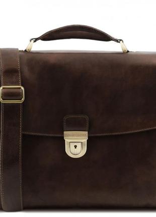 Кожаный мужской портфель мультифункциональный alessandria tuscany tl142067 (темно-коричневый)