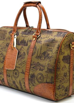 Стильная дорожная сумка из кордуры и кожи кроко corh-7077-4lx бренда tarwa