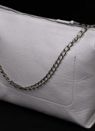 Вместительная женская сумка из натуральной кожи grande pelle 11654 белая2 фото