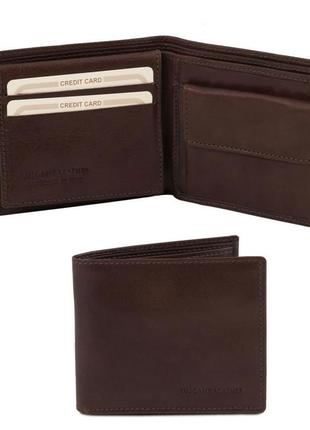 Эксклюзивный кожаный кошелек мужской двойной сборки tuscany tl 141377 (темно-коричневый)