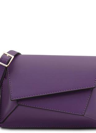 Шкіряна жіноча сумка месенджер через плече tuscany tl142253 (фіолетовий)1 фото