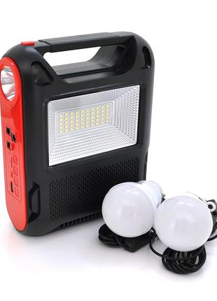 Ліхтар переносний jy-108+solar+fm+tf, 50 smd led+1 cob, 2 лампи дод. освітлення, 2 режими, заряд від 5v,