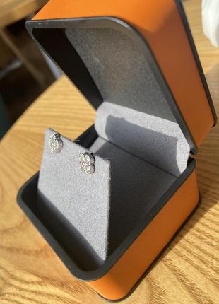 Серьги женские серебряные с бриллиантами в стиле ван клиф ( van cleef)6 фото