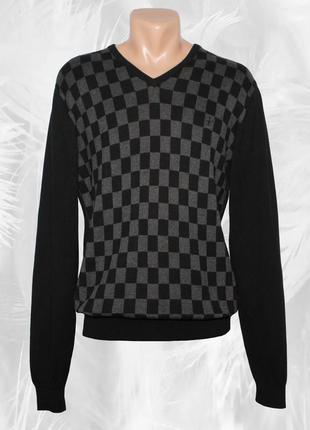 Мужской джемпер с v - образным вырезом , хлопок.