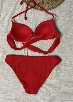 Tezenis крутой красный раздельный купальник известного бренда2 фото