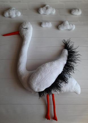 Лелека. игрушка аист. подарунок. newborn. декор. пропс. реквізит для фотографа