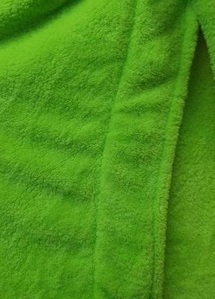 Салатовый/зеленый качественный крупный короткий махровый халат с капюшоном 42-48 есть цвета3 фото