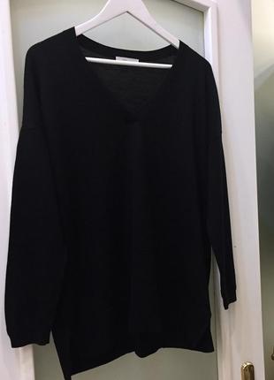 Светр з меріно вовни брендовий frantina merino wool dropped shoulder sweater black оригінал  m / l