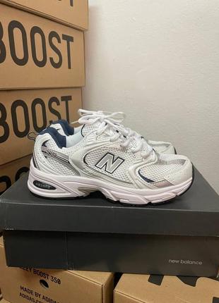 New balance white blue lux quality женские кроссовки debless сетка