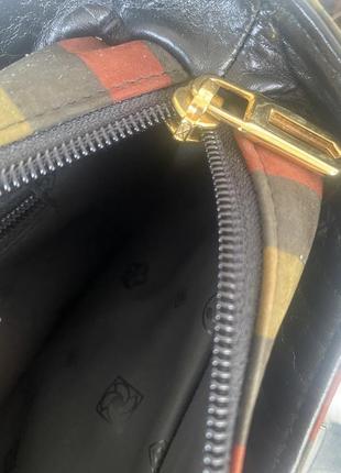 Шкіряна сумка з довгими ручками вінтажна сумка в смужку bally оригинал кожаная сумка с длинными ручками сумка в полоску8 фото