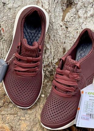 Крокс кросівки лайтрайд пейсер бордові crocs literide pacer burgundy/white4 фото