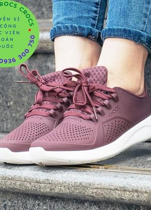 Крокс кросівки лайтрайд пейсер бордові crocs literide pacer burgundy/white5 фото