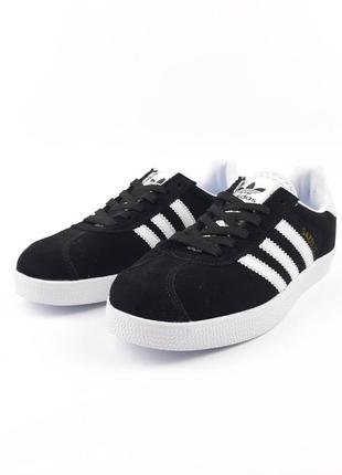 Кроссовки adidas gazelle черные с белым6 фото