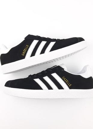 Кроссовки adidas gazelle черные с белым7 фото