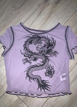 Shein топ с драконом топ сетка топ с принтом