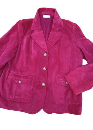 Шикарный пиджак ,жакет цвета фуксии из мягчайшей замши,50-54разм., frank valder.