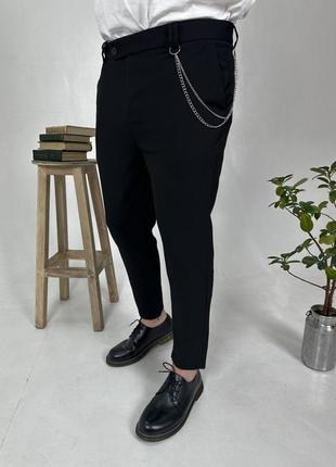 Мужские черные зауженные брюки