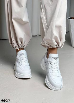 Кожаные женские 36-41 кроссовки белые на завышенной подошве сникерсы кожаные деми6 фото
