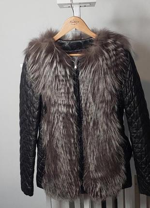 Кожаная куртка - жилетка с чернобуркой